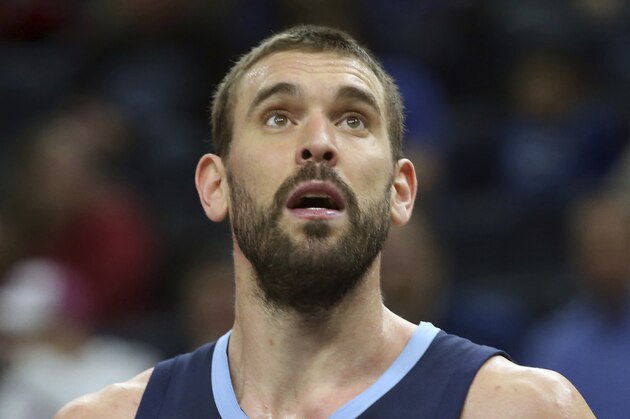 Memphis Grizzlies' Marc Gasol of Spain plays against the Minnesota Timberwolves in an NBA basketball game Wednesday, Jan. 30, 2019, in Minneapolis. (AP Photo/Jim Mone)