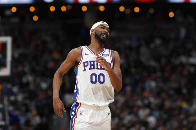 Philadelphia 76ers guard Corey Brewer (00) in the second half of an NBA basketball game Saturday, Jan. 26, 2019, in Denver. The Nuggets won 126-110. (AP Photo/David Zalubowski)