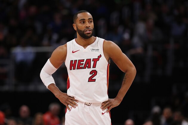 DETROIT, MI - JANUARY 18: Wayne Ellington #2 of the Miami Heat looks to the sidelines during the third quarter of the game against the Detroit Pistons at Little Caesars Arena on January 18, 2019 in Detroit, Michigan. Detroit defeated Miami 98-93. NOTE TO USER: User expressly acknowledges and agrees that, by downloading and or using this photograph, User is consenting to the terms and conditions of the Getty Images License Agreement (Photo by Leon Halip/Getty Images)