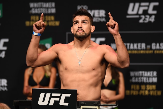 MELBOURNE, AUSTRALIA - FEBRUARY 09:  Kelvin Gastelum weighs in during the UFC 234 weigh-in at Rod Laver Arena on February 09, 2019 in the Melbourne Australia. (Photo by Jeff Bottari/Zuffa LLC/Zuffa LLC via Getty Images)