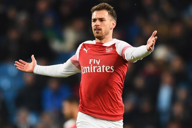 MANCHESTER, ENGLAND - FEBRUARY 03:  Aaron Ramsey of Arsenal reacts during the Premier League match between Manchester City and Arsenal FC at Etihad Stadium on February 3, 2019 in Manchester, United Kingdom.  (Photo by Clive Mason/Getty Images)