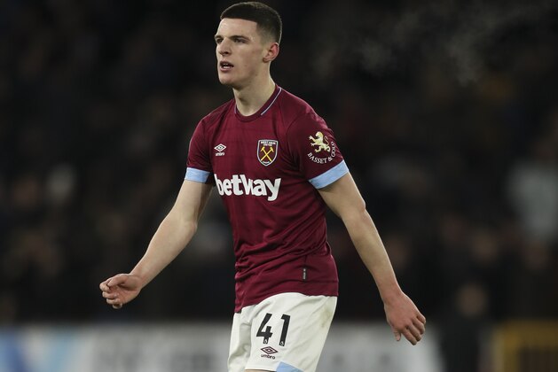 WOLVERHAMPTON, ENGLAND - JANUARY 29: Declan Rice of West Ham United during the Premier League match between Wolverhampton Wanderers and West Ham United at Molineux on January 29, 2019 in Wolverhampton, United Kingdom. (Photo by James Baylis - AMA/Getty Images)
