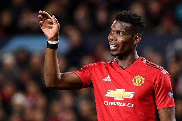 Manchester United's French midfielder Paul Pogba gestures during the first leg of the UEFA Champions League round of 16 football match between Manchester United and Paris Saint-Germain (PSG) at Old Trafford in Manchester, north-west England on February 12, 2019. (Photo by FRANCK FIFE / AFP)        (Photo credit should read FRANCK FIFE/AFP/Getty Images)