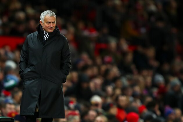 MANCHESTER, ENGLAND - DECEMBER 08: Jose Mourinho the head coach / manager of Manchester United smiles during the Premier League match between Manchester United and Fulham FC at Old Trafford on December 8, 2018 in Manchester, United Kingdom. (Photo by Robbie Jay Barratt - AMA/Getty Images)