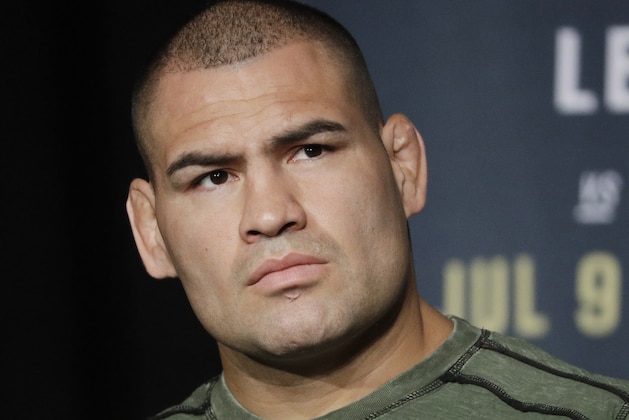 Cain Velasquez attends a UFC 200 mixed martial arts news conference, Wednesday, July 6, 2016, in Las Vegas. UFC 200 is scheduled for Saturday in Las Vegas. (AP Photo/John Locher)