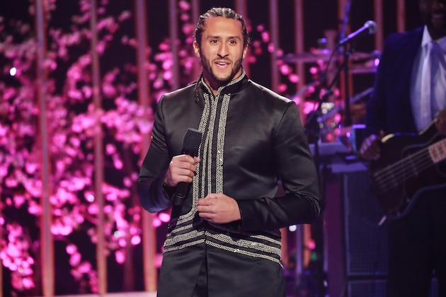 LOS ANGELES, CA - MAY 03:  NFL player Colin Kaepernick speaks onstage during VH1's 3rd Annual 'Dear Mama: A Love Letter To Moms' - Inside Show  at The Theatre at Ace Hotel on May 3, 2018 in Los Angeles, California.  (Photo by Leon Bennett/Getty Images)