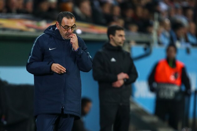 MALMO, SWEDEN - FEBRUARY 14:  Maurizio Sarri head coach / manager of Chelsea during the UEFA Europa League Round of 32 First Leg match between Malmo FF and Chelsea at Malmoe Stadion on February 14, 2019 in Malmo, . (Photo by Robbie Jay Barratt - AMA/Getty Images)