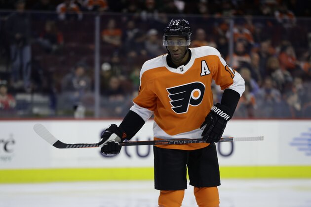 Philadelphia Flyers' Wayne Simmonds in action during an NHL hockey game against the Minnesota Wild, Monday, Jan. 14, 2019, in Philadelphia. (AP Photo/Matt Slocum)