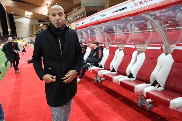 Monaco's French coach Thierry Henry walks prior to the French L1 football match between Monaco (ASM) and Nice (OGCN) on January 16, 2019 at the Louis II Stadium in Monaco. (Photo by VALERY HACHE / AFP)        (Photo credit should read VALERY HACHE/AFP/Getty Images)