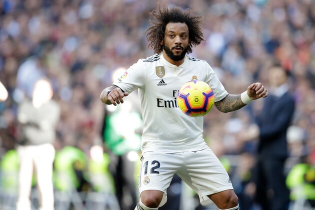 MADRID, SPAIN - FEBRUARY 17: Marcelo of Real Madrid  during the La Liga Santander  match between Real Madrid v Girona at the Santiago Bernabeu on February 17, 2019 in Madrid Spain (Photo by David S. Bustamante/Soccrates/Getty Images)