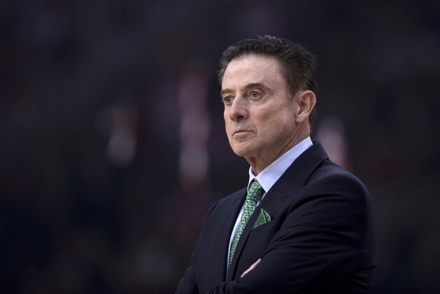 Panathinaikos coach Rick Pitino looks on during a Euroleague basketball match between Panathinaikos and Olympiakos in Piraeus near Athens, on Friday, Jan. 4, 2019. (AP Photo/Petros Giannakouris)