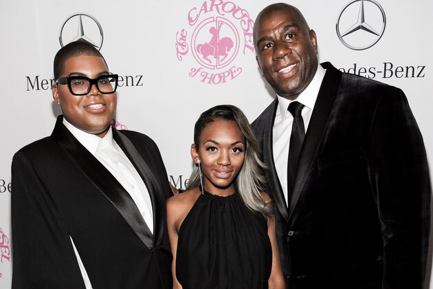 From left, EJ Johnson, Elisa Johnson, and Earvin