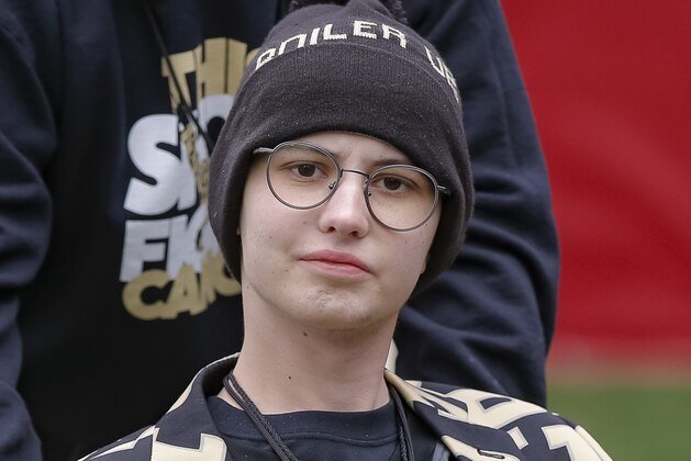 BLOOMINGTON, IN - NOVEMBER 24: Purdue Boilermakers fan Tyler Trent is seen during the game against the Indiana Hoosiers at Memorial Stadium on November 24, 2018 in Bloomington, Indiana. (Photo by Michael Hickey/Getty Images)