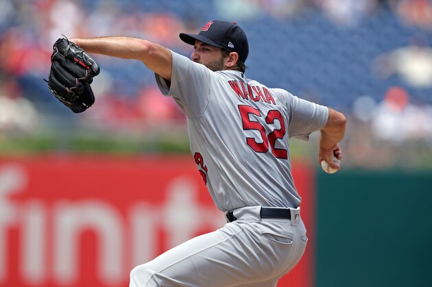 PHILADELPHIA, PA - JUNE 20: Starting pitcher Michael Wacha #52 of the St. Louis Cardinals delivers a pitch during a game against the Philadelphia Phillies at Citizens Bank Park on June 20, 2018 in Philadelphia, Pennsylvania. The Phillies won 4-3. (Photo by Hunter Martin/Getty Images)