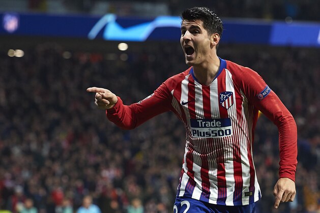 MADRID, SPAIN - FEBRUARY 20: Alvaro Morata of Atletico de Madrid celebrates after scoring his team's first goal, but the goal is later disallowed by the VAR during the UEFA Champions League Round of 16 First Leg match between Club Atletico de Madrid and Juventus at Estadio Wanda Metropolitano on February 20, 2019 in Madrid, Spain. (Photo by Quality Sport Images/Getty Images)