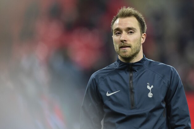 LONDON, ENGLAND - FEBRUARY 13: Christian Eriksen of Tottenham  looks on prior the UEFA Champions League Round of 16 First Leg match between Tottenham Hotspur and Borussia Dortmund at Wembley Stadium on February 13, 2019 in London, England. (Photo by TF-Images/TF-Images via Getty Images)