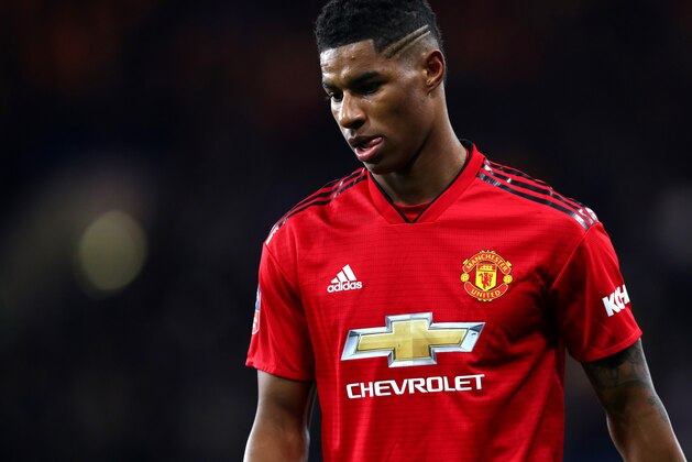 LONDON, ENGLAND - FEBRUARY 18: Marcus Rashford of Manchester United during the FA Cup fifth round  match between Chelsea FC and Manchester United at Stamford Bridge on February 18, 2019 in London, United Kingdom. (Photo by Chloe Knott - Danehouse/Getty Images)