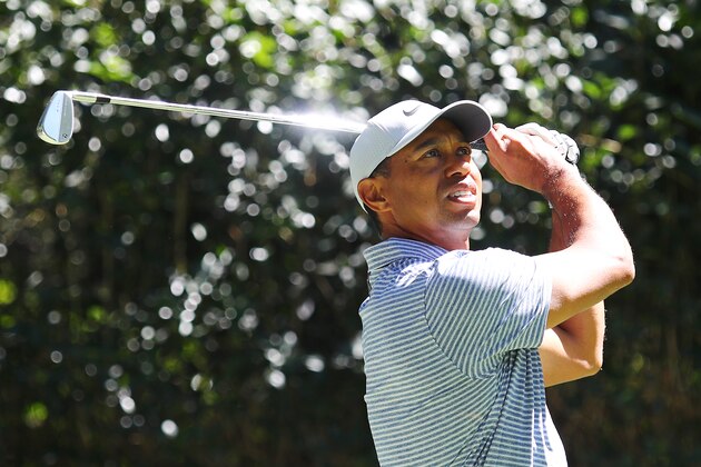 MEXICO CITY, MEXICO - FEBRUARY 21: Tiger Woods of the United States plays his shot from the third tee during the first round of World Golf Championships-Mexico Championship at Club de Golf Chapultepec on February 21, 2019 in Mexico City, Mexico. (Photo by Tim Bradbury/Getty Images)