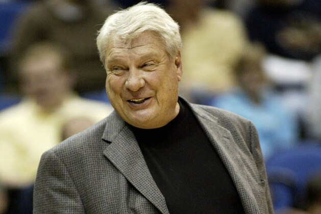 FILE - In this April 7, 2010, file photo, Golden State Warriors coach Don Nelson smiles on the sideline during the first half of an NBA basketball game in Minneapolis. Nelson is expected to part ways with the Warriors on Monday, an NBA source tells The Associated Press. (AP Photo/Paul Battaglia, File)