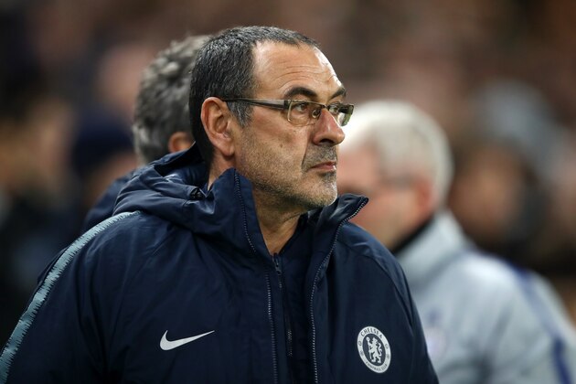 LONDON, ENGLAND - FEBRUARY 21: Maurizio Sarri, Manager of Chelsea looks on prior to the UEFA Europa League Round of 32 Second Leg match between Chelsea and Malmo FF at Stamford Bridge on February 21, 2019 in London, England. (Photo by Julian Finney/Getty Images)
