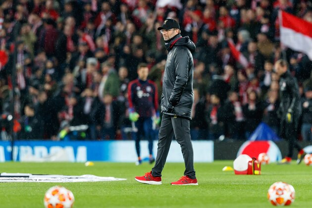 LIVERPOOL, ENGLAND - FEBRUARY 19: head coach Juergen Klopp of FC Liverpool looks on during the UEFA Champions League Round of 16 First Leg match between Liverpool and FC Bayern Muenchen at Anfield on February 19, 2019 in Liverpool, England. (Photo by TF-Images/TF-Images via Getty Images)