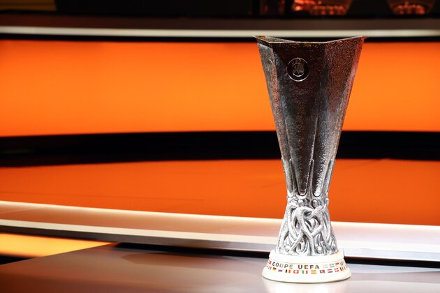 The UEFA Europa League Trophy is displayed during the draw for UEFA Europa League football tournament at The Grimaldi Forum in Monaco on August 31, 2018. (Photo by Valery HACHE / AFP)        (Photo credit should read VALERY HACHE/AFP/Getty Images)
