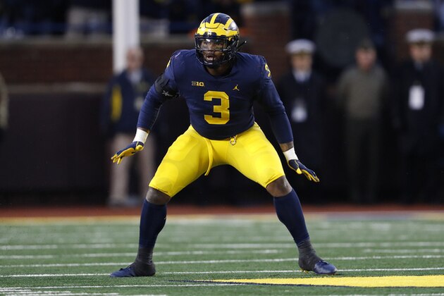 Michigan defensive lineman Rashan Gary plays against Indiana in the first half of an NCAA college football game in Ann Arbor, Mich., Saturday, Nov. 17, 2018. (AP Photo/Paul Sancya)