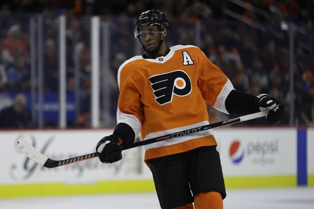 Philadelphia Flyers' Wayne Simmonds in action during an NHL hockey game against the St. Louis Blues, Monday, Jan. 7, 2019, in Philadelphia. (AP Photo/Matt Slocum)