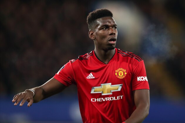 LONDON, ENGLAND - FEBRUARY 18: Paul Pogba of Manchester United during the FA Cup Fifth Round match between Chelsea and Manchester United at Stamford Bridge on February 18, 2019 in London, United Kingdom. (Photo by James Williamson - AMA/Getty Images)