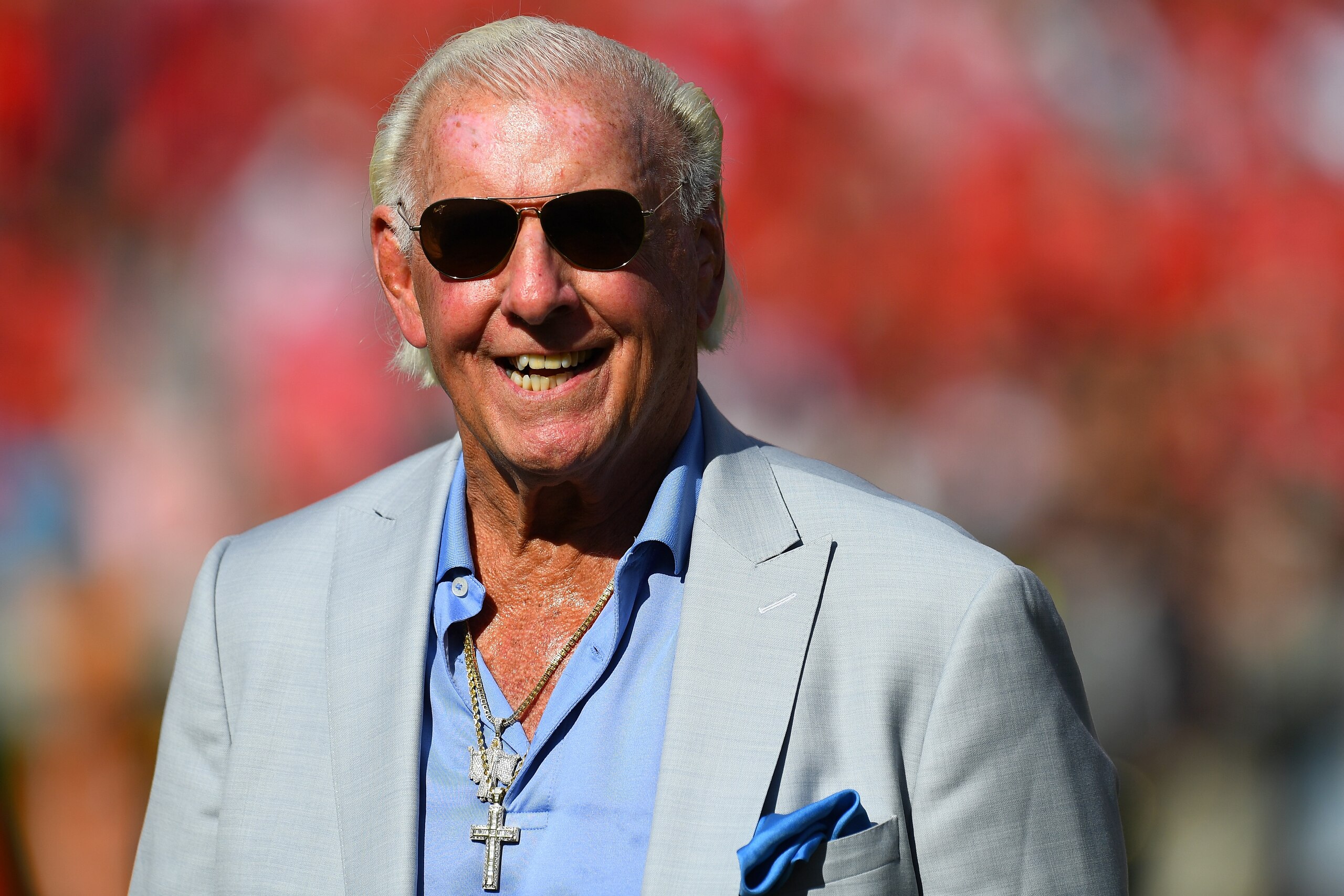 ATHENS, GA - SEPTEMBER 29: Rick Flair during the game between the Georgia Bulldogs and the Tennessee Volunteers on September 29, 2018 at Sanford Stadium in Athens, Georgia. (Photo by Scott Cunningham/Getty Images)