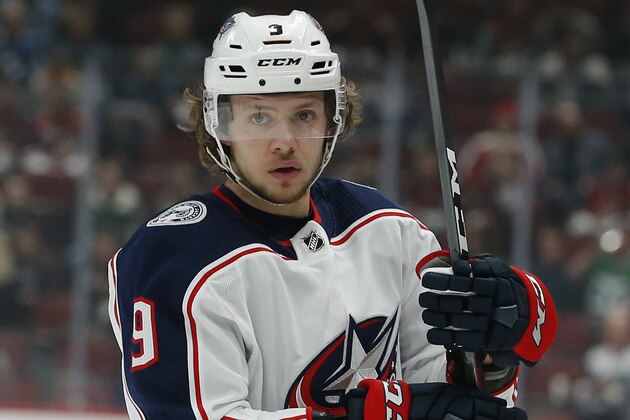 Columbus Blue Jackets left wing Artemi Panarin (9) in the third period during an NHL hockey game against the Arizona Coyotes, Thursday, Feb. 7, 2019, in Glendale, Ariz. Columbus defeated the Coyotes 4-2. (AP Photo/Rick Scuteri)