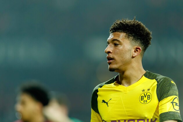 NUREMBERG, GERMANY - FEBRUARY 18: Jadon Sancho of Borussia Dortmund looks on during the Bundesliga match between 1. FC Nuernberg and Borussia Dortmund at Max-Morlock-Stadion on February 18, 2019 in Nuremberg, Germany. (Photo by TF-Images/TF-Images via Getty Images)