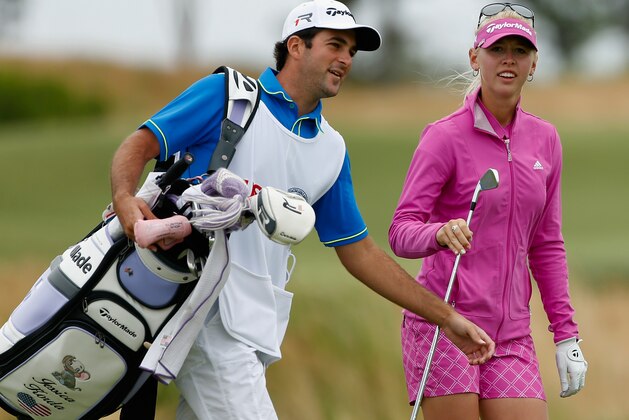 SOUTHAMPTON, NY - JUNE 30:  Jessica Korda walks with her boyfriend/caddie Johnny DelPrete during the final round of the 2013 U.S. Women's Open at Sebonack Golf Club on June 30, 2013 in Southampton, New York.  (Photo by Scott Halleran/Getty Images)