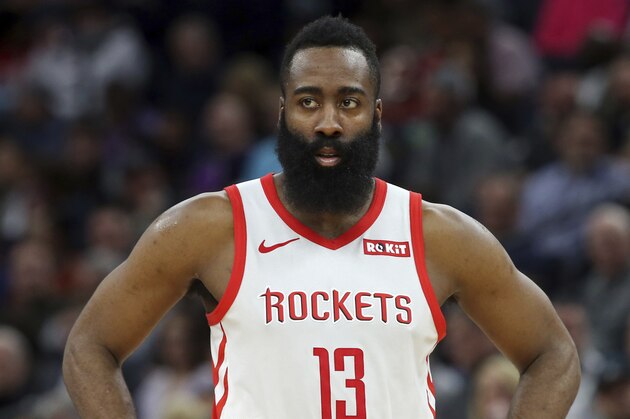 Houston Rockets' James Harden plays against the Minnesota Timberwolves in an NBA basketball game Wednesday, Feb. 13, 2019, in Minneapolis. (AP Photo/Jim Mone)