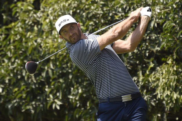 US golfer Dustin Johnson shoots at the tee 2, during the third round of the World Golf Championship, at Chapultepec's Golf Club in Mexico City, on February 24, 2019. (Photo by ALFREDO ESTRELLA / AFP)        (Photo credit should read ALFREDO ESTRELLA/AFP/Getty Images)