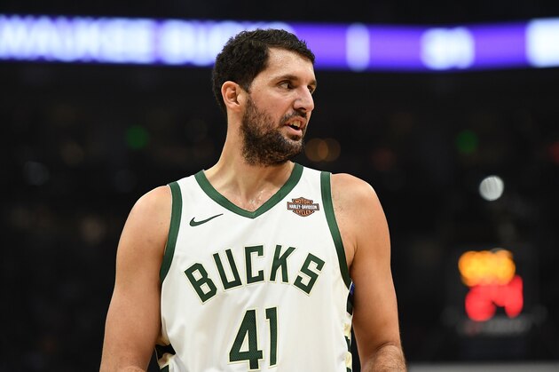 MILWAUKEE, WISCONSIN - FEBRUARY 23:  Nikola Mirotic #41 of the Milwaukee Bucks walks backcourt during a game against the Minnesota Timberwolves at Fiserv Forum on February 23, 2019 in Milwaukee, Wisconsin. NOTE TO USER: User expressly acknowledges and agrees that, by downloading and or using this photograph, User is consenting to the terms and conditions of the Getty Images License Agreement. (Photo by Stacy Revere/Getty Images)