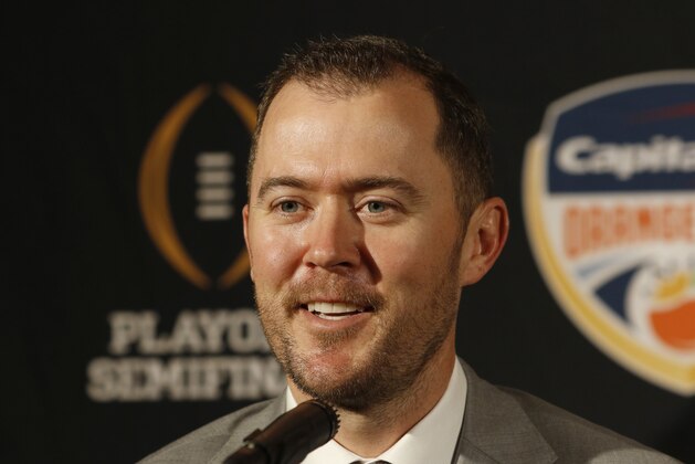 Oklahoma head coach Lincoln Riley speaks at an NCAA college football news conference in Fort Lauderdale, Fla., Friday, Dec. 28, 2018. Alabama plays Oklahoma in the Orange Bowl on Saturday, Dec. 29. (AP Photo/Joe Skipper)