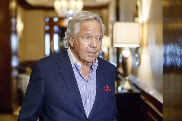 New England Patriots owner Robert Kraft exits a meeting during the NFL Spring Meeting at the Whitley Hotel Tuesday, May 22, 2018 in Atlanta. (Paul Abell/AP Images for NFL)