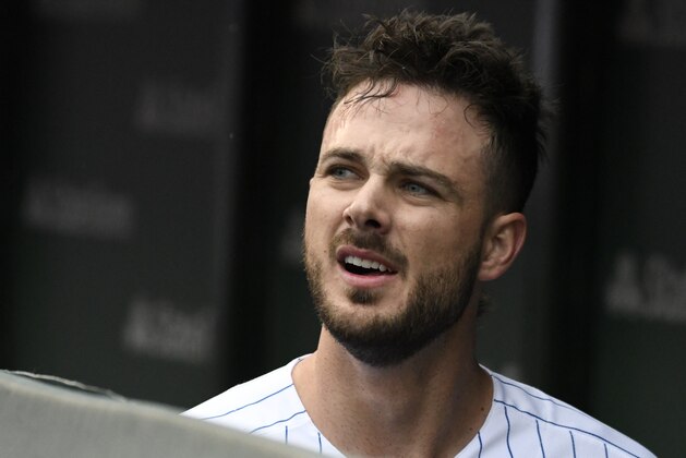 CHICAGO, IL - SEPTEMBER 28: Kris Bryant #17 of the Chicago Cubs in the dugout after hitting a home run against the St. Louis Cardinals on September 28, 2018 at Wrigley Field  in Chicago, Illinois. The Cubs won 8-4. (Photo by David Banks/Getty Images)