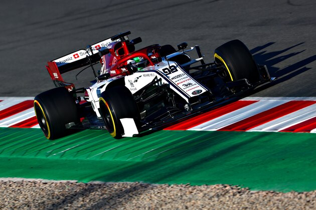 MONTMELO, SPAIN - FEBRUARY 26: Antonio Giovinazzi of Italy driving the (99) Alfa Romeo Racing C38 Ferrari on track during day one of F1 Winter Testing at Circuit de Catalunya on February 26, 2019 in Montmelo, Spain. (Photo by Dan Istitene/Getty Images)