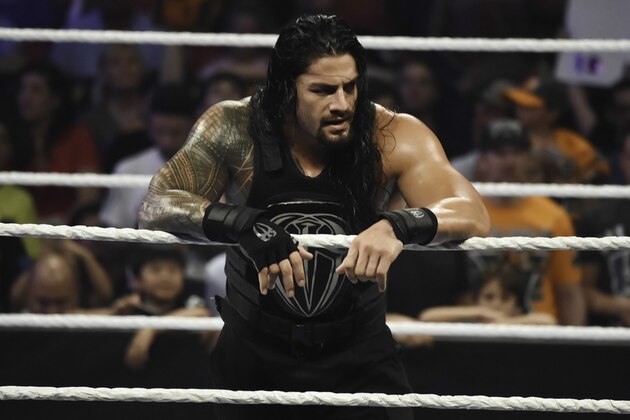MIAMI, FL- SEPTEMBER 01: Roman Reigns looks on during the WWE Smackdown on September 1, 2015 at the American Airlines Arena in Miami, Florida.  (Photo by Ron ElkmanSports Imagery/Getty Images)