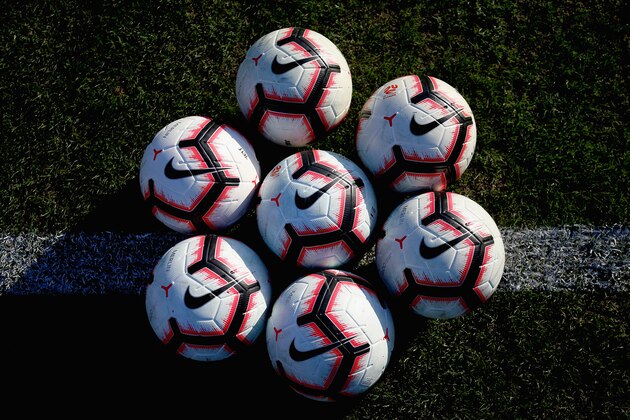 NEWCASTLE, AUSTRALIA - FEBRUARY 15: Soccer balls on the field before the game during the round 19 A-League match between the Newcastle Jets and Melbourne City at McDonald Jones Stadium on February 15, 2019 in Newcastle, Australia. (Photo by Ashley Feder/Getty Images)
