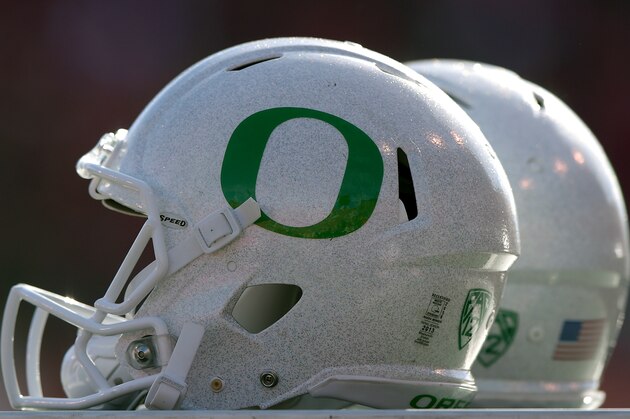 SALT LAKE CITY, UT - NOVEMBER 19: Isolated view of Oregon Ducks helmets on the sideline during the Ducks game against the Utah Utes at Rice-Eccles Stadium on November 19, 2016 in Salt Lake City, Utah. (Photo by Gene Sweeney Jr/Getty Images)