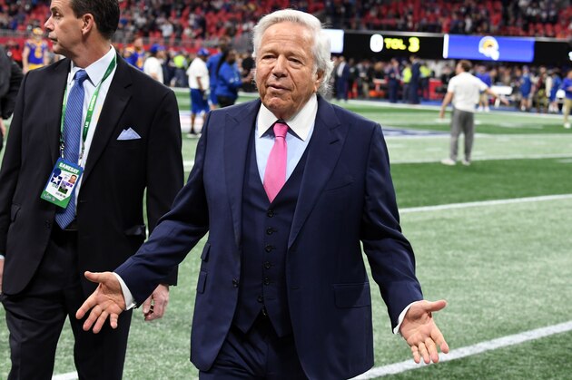 ATLANTA, GA - FEBRUARY 03:  CEO of the New England Patriots Robert Kraft attends the Super Bowl LIII Pregame at Mercedes-Benz Stadium on February 3, 2019 in Atlanta, Georgia.  (Photo by Kevin Winter/Getty Images)