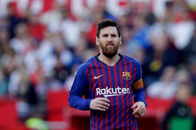 SEVILLA, SPAIN - FEBRUARY 23: Lionel Messi of FC Barcelona  during the La Liga Santander  match between Sevilla v FC Barcelona at the Estadio Ramon Sanchez Pizjuan on February 23, 2019 in Sevilla Spain (Photo by Eric Verhoeven/Soccrates/Getty Images)