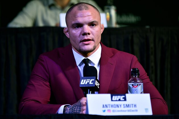 LAS VEGAS, NEVADA - JANUARY 31:  Anthony Smith speaks to the media during the UFC 235 Press Conference inside the David Copperfield Theater at MGM Grand on January 31, 2019 in Las Vegas, Nevada. (Photo by Chris Unger/Zuffa LLC/Zuffa LLC via Getty Images)