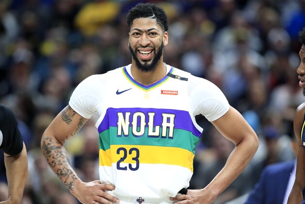 INDIANAPOLIS, INDIANA - FEBRUARY 22:   Anthony Davis #23 of the New Orleans Pelicans watches the action against the Indiana Pacers at Bankers Life Fieldhouse on February 22, 2019 in Indianapolis, Indiana. (Photo by Andy Lyons/Getty Images)