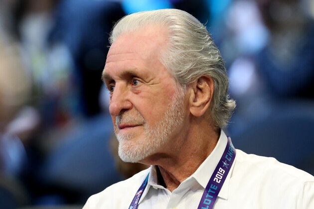 CHARLOTTE, NORTH CAROLINA - FEBRUARY 17: Pat Riley watches the action during the NBA All-Star game as part of the 2019 NBA All-Star Weekend at Spectrum Center on February 17, 2019 in Charlotte, North Carolina.  NOTE TO USER: User expressly acknowledges and agrees that, by downloading and/or using this photograph, user is consenting to the terms and conditions of the Getty Images License Agreement. Mandatory Copyright Notice: Copyright 2019 NBAE (Photo by Streeter Lecka/Getty Images)