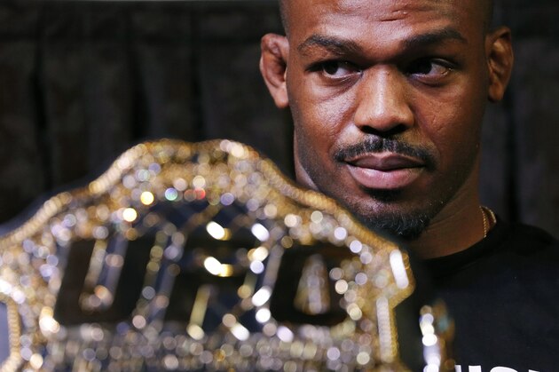 Jon Jones attends a news conference for the UFC 235 mixed martial arts event, Thursday, Jan. 31, 2019, in Las Vegas. Jones is scheduled to fight Anthony Smith on March 2 in Las Vegas. (AP Photo/John Locher)