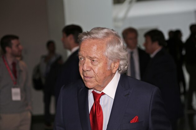 New England Patriot owner Robert Kraft arrives for the NFL fall meetings in New York, Tuesday, Oct. 16, 2018. (AP Photo/Seth Wenig)